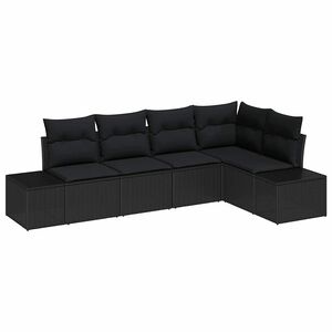 vidaXL Aia Diivanikomplekt ladustamisega 5 pcs Must pol&uuml;rotang