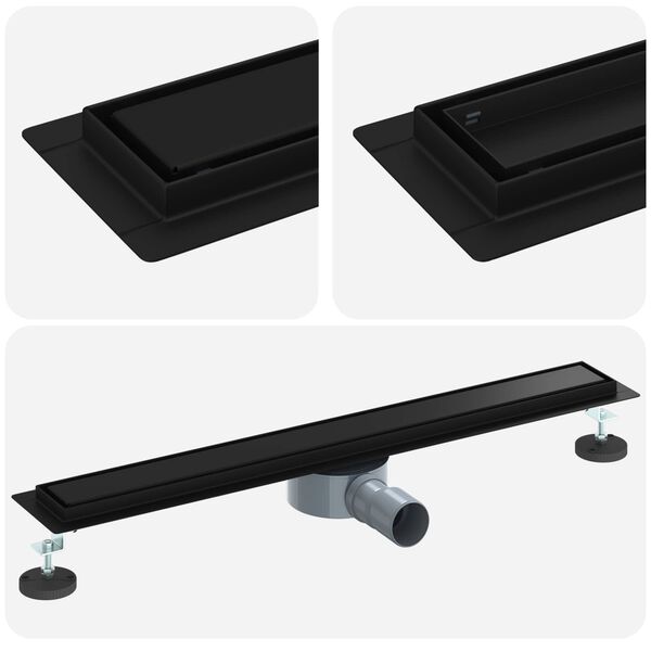 vidaXL Dushi &auml;ravool 2-in-1 koos 360&deg; sifooniga Must 70 cm