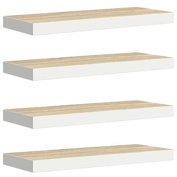 vidaXL seinariiulid, 4 tk, tamm ja valge, 60 x 23,5 x 3,8 cm MDF