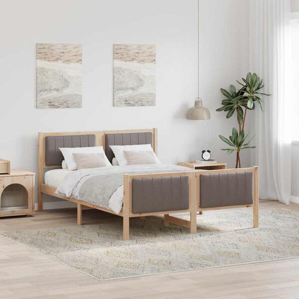 vidaXL Beti raam peaga Pruun ja taupe 135 x 190 cm M&auml;nnipuit