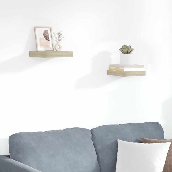 vidaXL seinariiulid, 2 tk, tammev&auml;rvi, 23 x 23,5 x 3,8 cm MDF