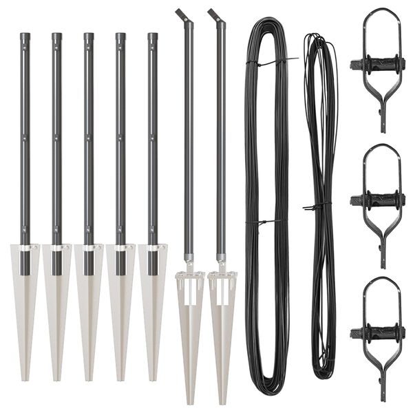 vidaXL Aiapostid 7 pcs Hall Ø32mm 100 cm Tsingitud teras