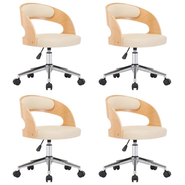 vidaXL pöörlevad söögitoolid 4 tk kreemjas, painutatud puit, kunstnahk