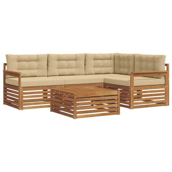 vidaXL V&auml;li diivanikomplekt padjaga 5 pcs Looduslik ja beež