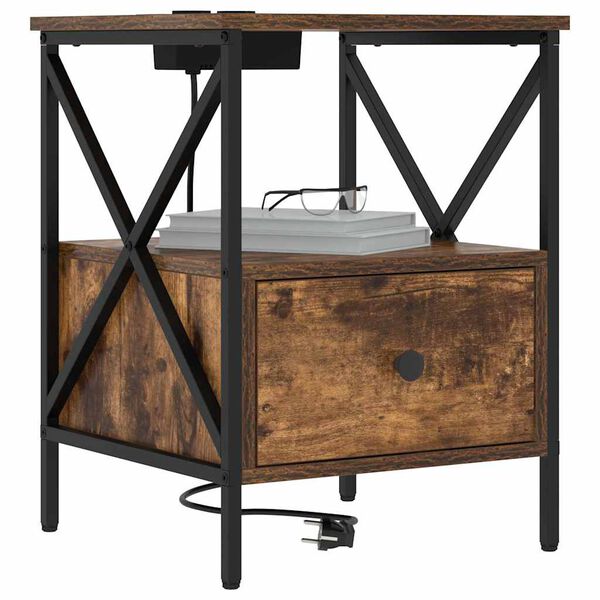 vidaXL &Ouml;&ouml;lambi kapp Suitsetatud tamm 41,5 x 40,5 x 55 cm Tehispuit