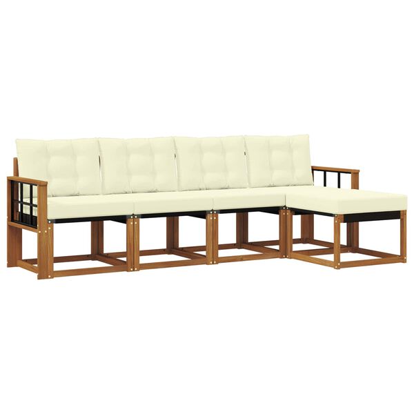 vidaXL V&auml;li diivanikomplekt padjaga 5 pcs Looduslik ja kreem