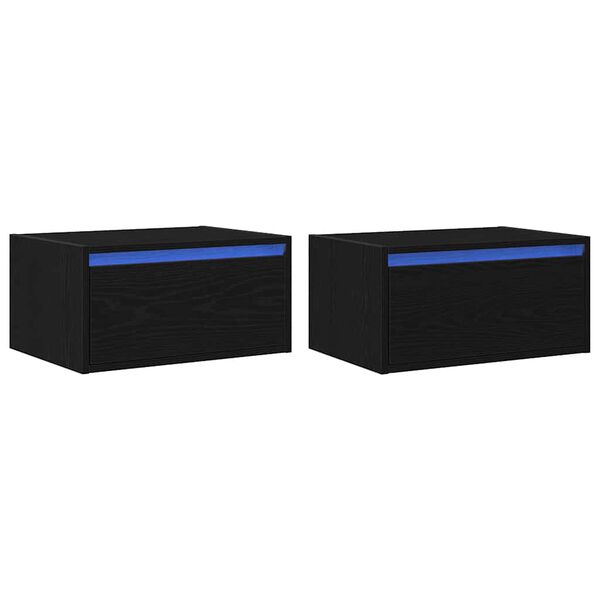 vidaXL seinale kinnitatavad öökapid LED-tuledega 2 tk, must tamm