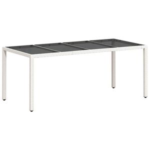 vidaXL aialaud klaasplaadiga, valge, 190 x 90 x 75 cm, pol&uuml;rotang