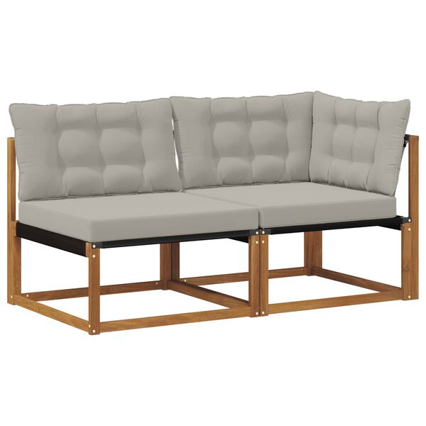 vidaXL Aed ja nurga diivan padjaga 2 T&uuml;kk Neutraalne Tugev akatsiapuu