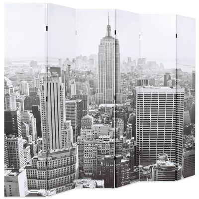 vidaXL kokkupandav sirm 228 x 170 cm, New York, must valge