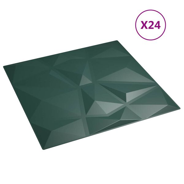 vidaXL Seinapaneelid 24 pcs Roheline 50 x 50 cm XPS Vaht
