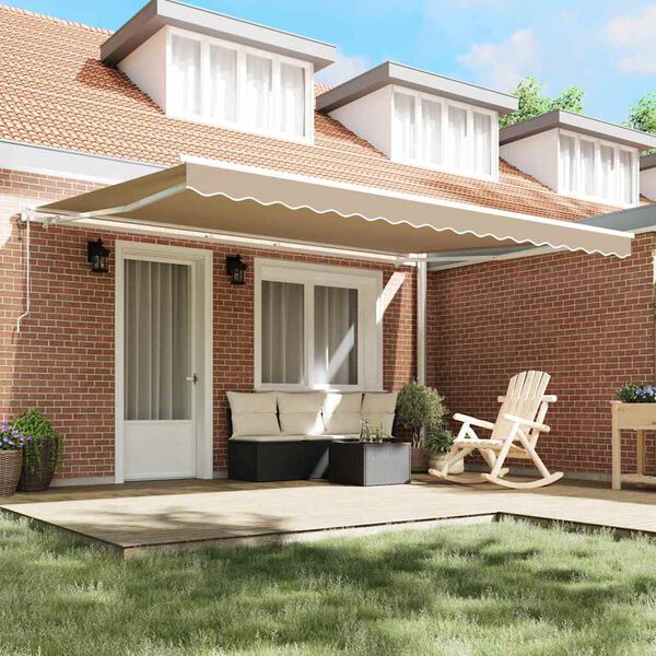 vidaXL K&auml;igukohandatav varikatus Beež 450 &times; 300 cm kangas