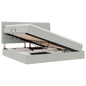 vidaXL LED-valgusega hoiuvoodi madratsiga Helehall 200 x 200 cm Samet