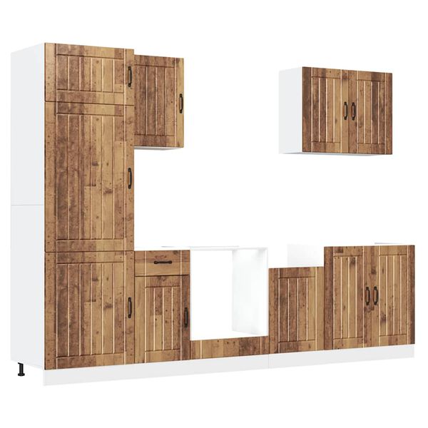 vidaXL 7-osaline k&ouml;&ouml;gikapi komplekt Lucca, vana puit, tehispuit