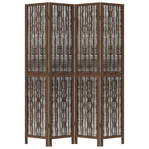 vidaXL 4 paneeliga ruumijagaja, tumepruun, Paulownia puit