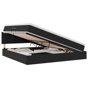 vidaXL LED-valgusega hoiuvoodi madratsiga Must 200 x 200 cm Samet