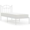 vidaXL metallist voodiraam peatsiga, ilma madratsita, valge, 75x190 cm