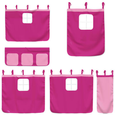 vidaXL laste kõrge voodi kardinatega, roosa, 80x200 cm, männipuit