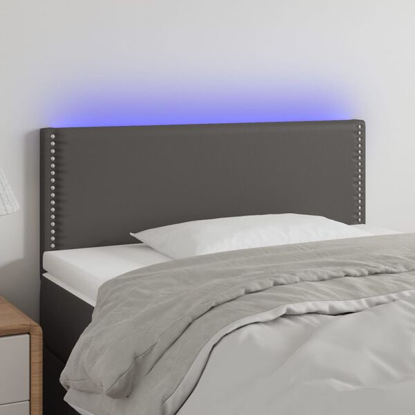 vidaXL LED-voodipeats, hall, 80x5x78/88 cm, kunstnahk