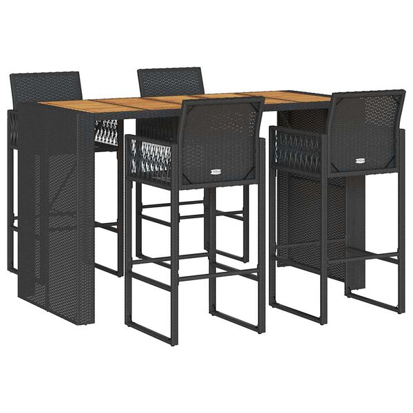 vidaXL 5-osaline aiatangide komplekt ilma patjadeta must pol&uuml;rotang