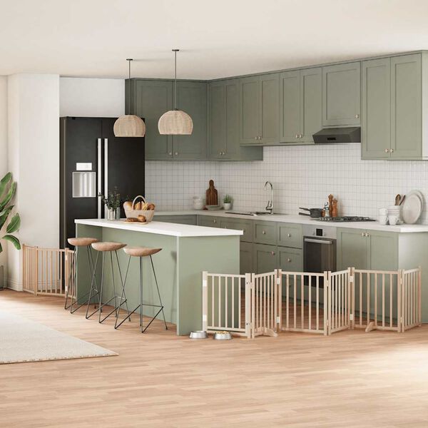 vidaXL kokkupandav koeravärav uksega, 9 paneeli, 450 cm, paplipuit