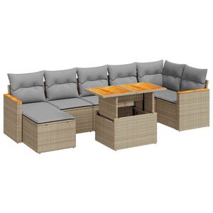 vidaXL 8-osaline aiadiivani komplekt patjadega, beež, rotang/akaatsia