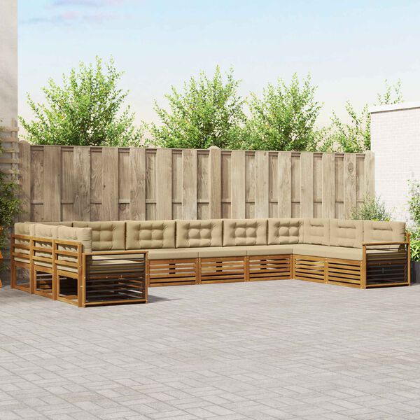 vidaXL Diivanikomplektid 10 pcs Looduslik ja beež Tugev akatsiapuu