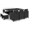 vidaXL 11-osaline aiamööblikomplekt patjadega, polürotang, must