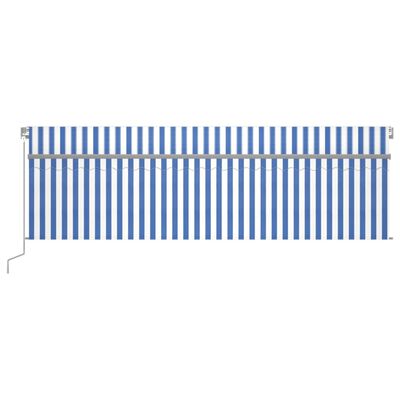 vidaXL käsitsi sissetõmmatav varikatus rulooga, 5 x 3 m, sinine/valge