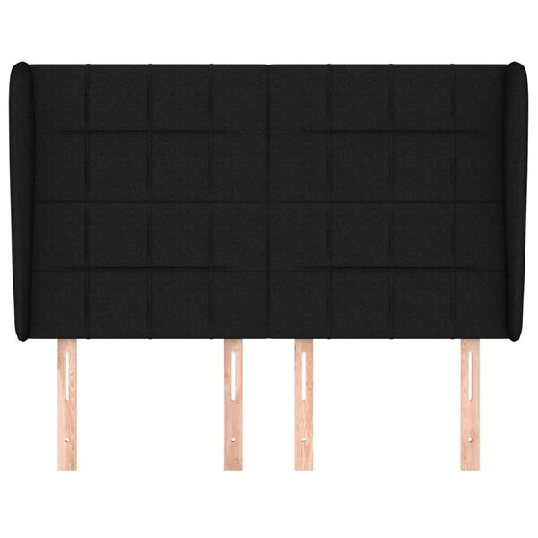 vidaXL voodipeats servadega, must, 147x23x118/128 cm, kangas