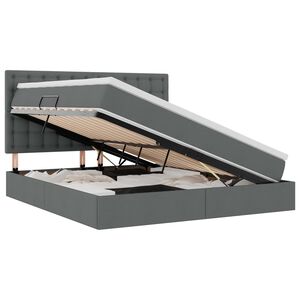 vidaXL Voodi hoiukohaga ja madratsiga Tumehall 180 x 200 cm Pol&uuml;ester