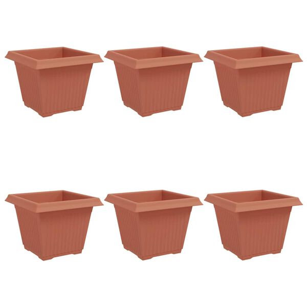 vidaXL Ruutlillepott 6 pcs Kohviroosa 28,5 x 28,5 x 22 cm Plastmass