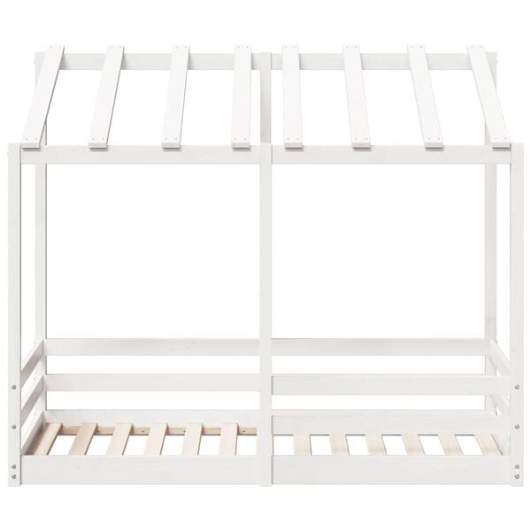 vidaXL lastevoodi koos katusega, valge, 80 x 160 cm, m&auml;nnipuit