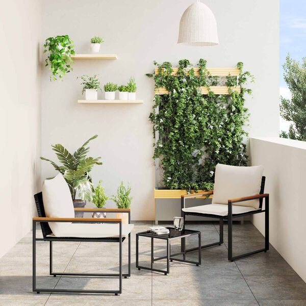 vidaXL M&ouml;&ouml;blisete padjaga 3 pcs Must ja kreemvalge Rotang