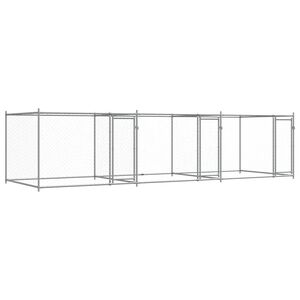 vidaXL koeraaedik, ustega, hall, 6x2x1,5 m, tsingitud teras