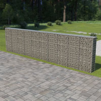 vidaXL kattega gabioonsein, tsingitud teras, 600 x 30 x 150 cm