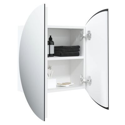 vidaXL vannitoakapp ümmarguse peegli ja LED-iga, valge, 47x47x17,5 cm