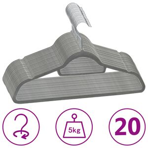 vidaXL 20 tk riidepuud, libisemiskindel, hall, samet