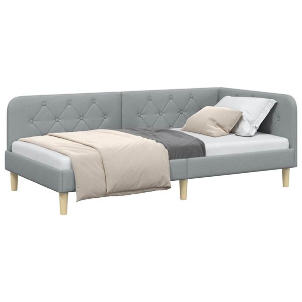 vidaXL Nurgavoodi raam peaga Helehall 90 x 190 cm kangas