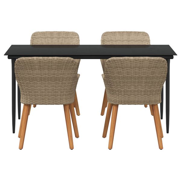 vidaXL Aia s&ouml;&ouml;gilaudade komplekt padjaga 5 pcs Beež pol&uuml;rotang