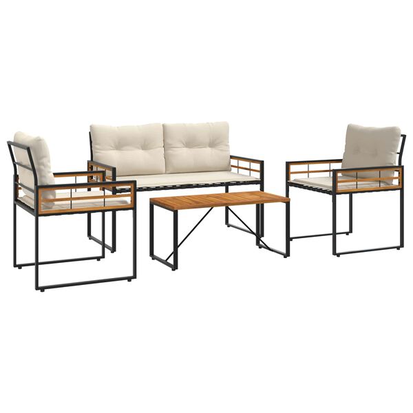 vidaXL Välis mööbli komplekt padjaga 4 pcs cream