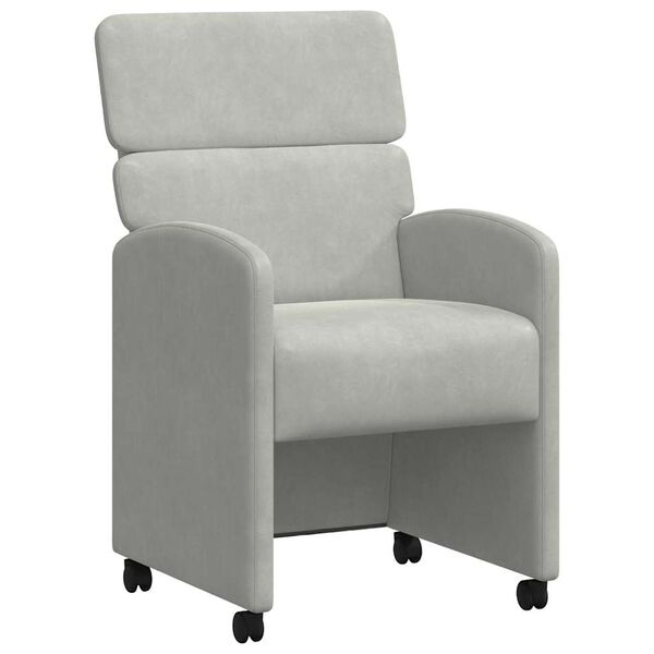 vidaXL Ratastega Söögi-toolid 2 pcs Helehall 58 x 65 x 98 cm Samet