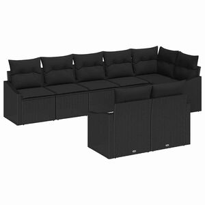 vidaXL Aia Diivanikomplekt padjaga ladustamisega 8 pcs Must pol&uuml;rotang