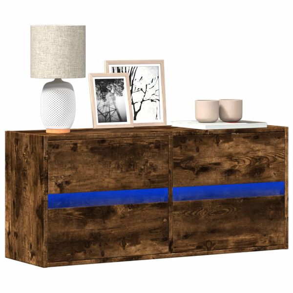 vidaXL teleri seinakapp LED-tuledega, suitsutamm, 100x31x45 cm