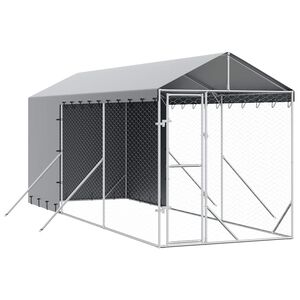 vidaXL katusega koeraaedik, h&otilde;bedane, 2x6x2,5 m, tsingitud teras