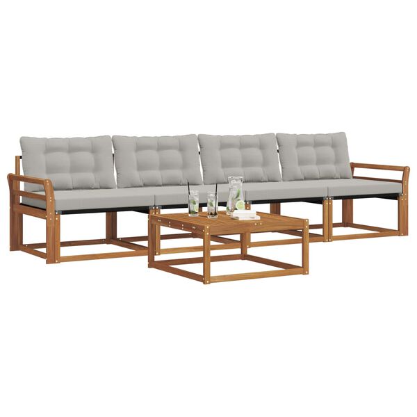 vidaXL V&auml;li diivanikomplekt padjaga 5 pcs Looduslik ja Hele Hall