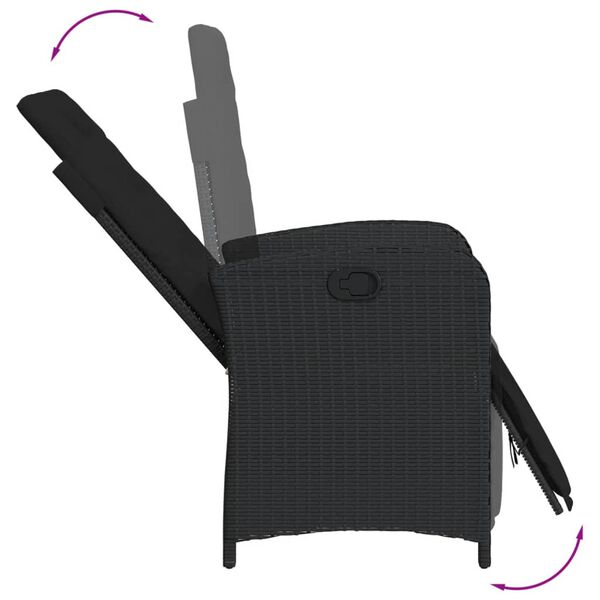 vidaXL 7-osaline aiam&ouml;&ouml;blikomplekt patjadega, must, pol&uuml;rotang