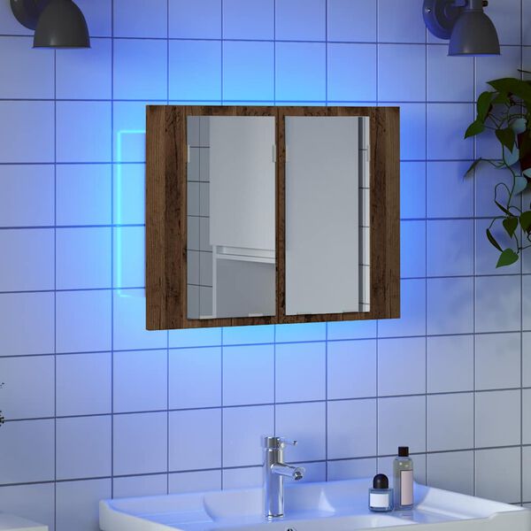 vidaXL LED peegelkapp Vana puit 60x12x45 cm Engineered Wood