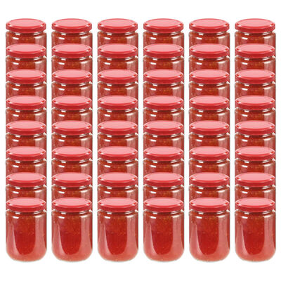 vidaXL klaasist moosipurgid punaste kaantega 48 tk, 230 ml