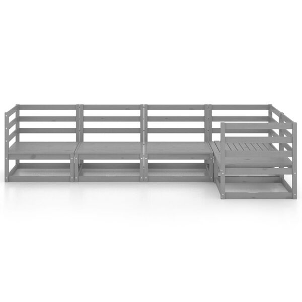 vidaXL 5-osaline aiamööblikomplekt, hall, männipuit